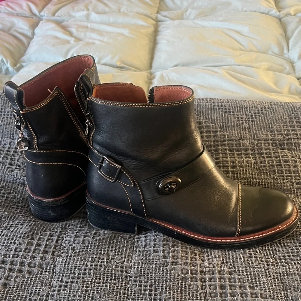 Coach Black Leather Ankle Booties - Picture 5 of 16